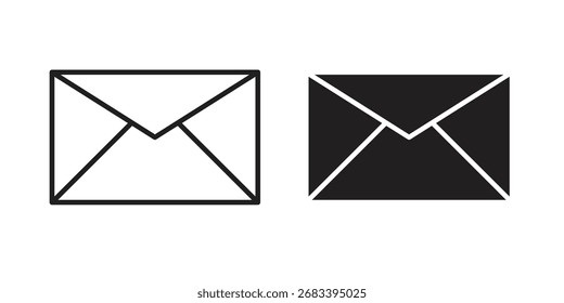 Umschlagsymbol flach und Strich Style Pack auf weißem Hintergrund. Vektorgrafiken