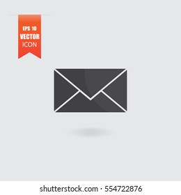 Envelope icon in flat style isolated on grey background. For your design, logo. Vector illustration.