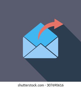 Envelope icon. Flat vector related icon with long shadow for web and mobile applications. It can be used as - logo, pictogram, icon, infographic element. Vector Illustration.