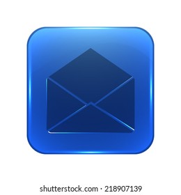 envelope icon - glossy blue button