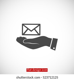 envelope icon in hand, vector best flat icon, EPS