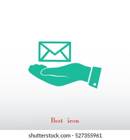 envelope icon in hand, vector best flat icon, EPS