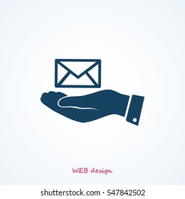 envelope icon in hand, vector best flat icon, EPS