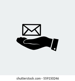 envelope icon in hand, vector best flat icon, EPS