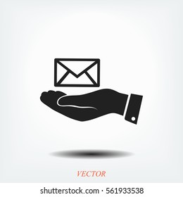 envelope icon in hand, vector best flat icon, EPS