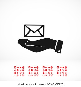 envelope icon in hand, vector best flat icon, EPS