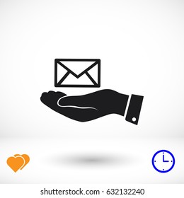 envelope icon in hand, vector best flat icon, EPS