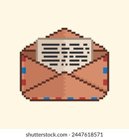 Ilustración de icono de sobre en estilo de pixel art
