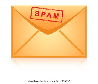Envelope icon inscription spam vector.