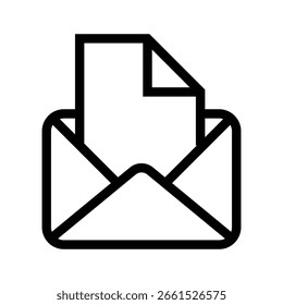 Envelope Icon with Inserted Document Outline