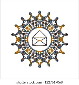 envelope icon inside arabesque badge. arabic decoration.