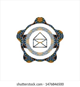 envelope icon inside arabesque style badge. arabic decoration.