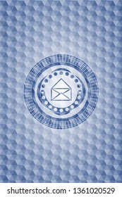 envelope icon inside blue badge with geometric pattern background.
