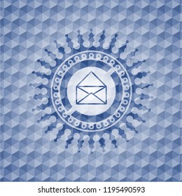 envelope icon inside blue emblem with geometric pattern background.