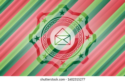 envelope icon inside christmas badge background.