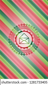 envelope icon inside christmas colors style badge.