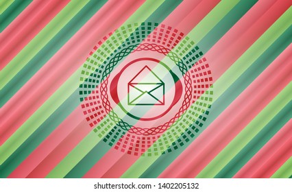 envelope icon inside christmas colors style badge.