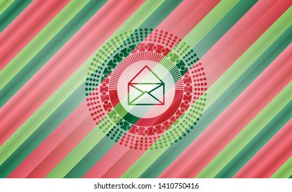 envelope icon inside christmas colors style emblem.
