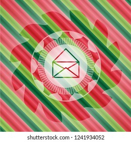 envelope icon inside christmas emblem background.