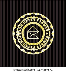 envelope icon inside gold badge or emblem