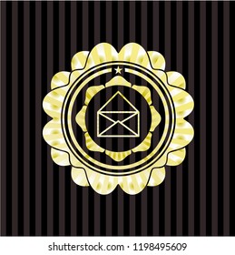 envelope icon inside gold emblem