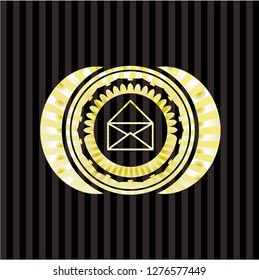 envelope icon inside gold emblem or badge