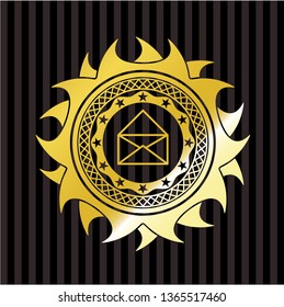 envelope icon inside gold emblem or badge