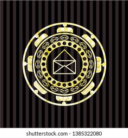 envelope icon inside gold emblem