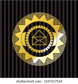 envelope icon inside golden emblem or badge