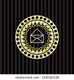 envelope icon inside golden emblem or badge