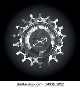 envelope icon inside grey camo emblem