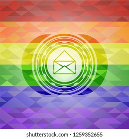 envelope icon inside lgbt colors emblem 