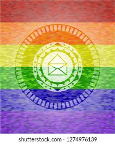 envelope icon inside lgbt colors emblem 