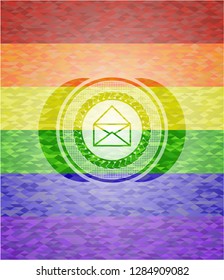 envelope icon inside lgbt colors emblem 