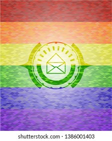 envelope icon inside lgbt colors emblem 