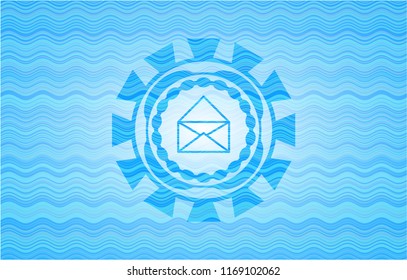envelope icon inside light blue water wave badge background.