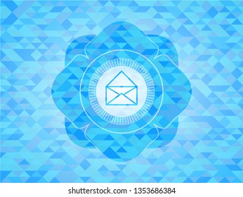 envelope icon inside light blue mosaic emblem