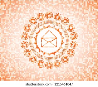 envelope icon inside orange mosaic emblem