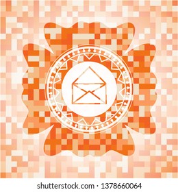 envelope icon inside orange mosaic emblem with background