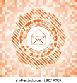 Umschlagsymbol in orangefarbenem Mosaikemblem. 