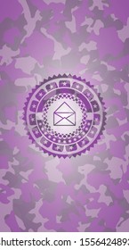 envelope icon inside pink camouflage emblem