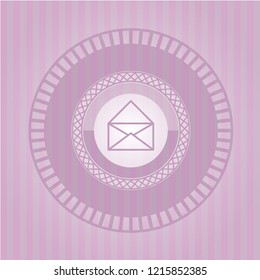 envelope icon inside pink emblem