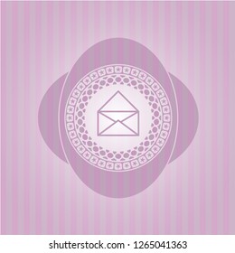 envelope icon inside pink emblem. Retro
