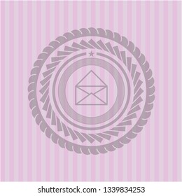 envelope icon inside pink emblem. Retro
