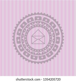 envelope icon inside pink emblem