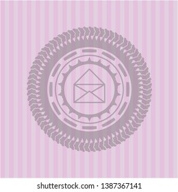 envelope icon inside pink emblem