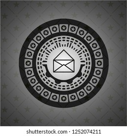 envelope icon inside realistic dark emblem