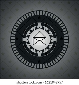 envelope icon inside realistic dark emblem