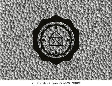 icono de sobre dentro de un emblema oscuro realista con fondo de burbujas grises. Ilustración vectorial. Detallado. 