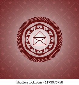 envelope icon inside red emblem. Vintage.